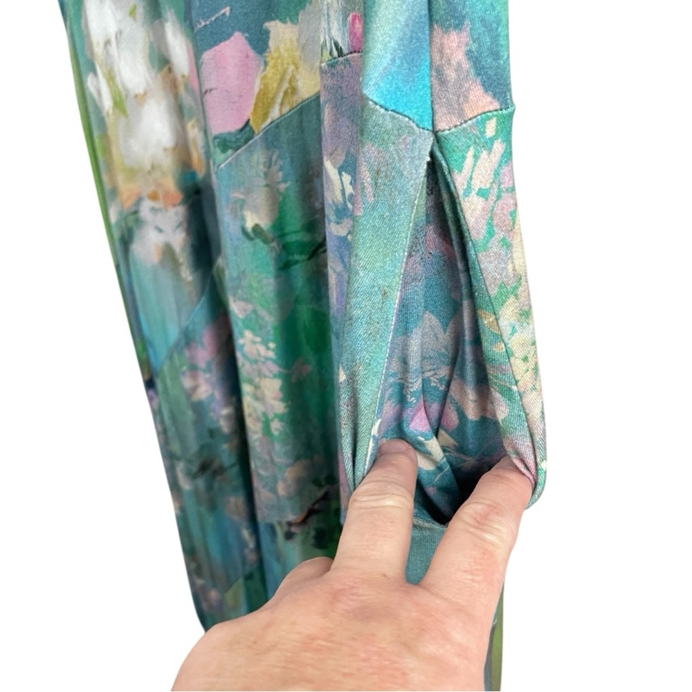 ❌SOFT SURROUNDINGS Sleeveless Santiago Maxi Dress Watercolor Style Print, Medium - Picture 5 of 12